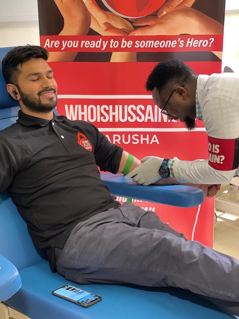 man giving blood